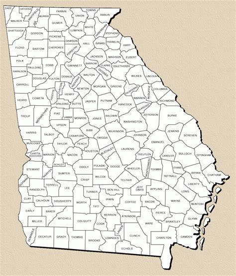 Georgia Counties Map Printable