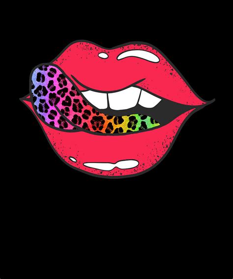 Women Men Summer Cute Sexy Lips Face Leopard Tongue Graphic Digital Art By Albert Smith Fine