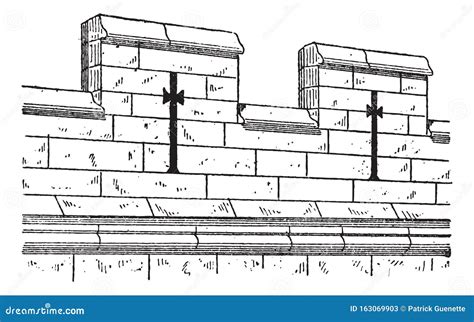 Merlon and Crenel, Vintage Engraving Stock Vector - Illustration of decor, engraved: 163069903