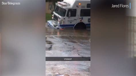 Fire Truck Falls Into Sinkhole After Water Main Break In Fort Worth