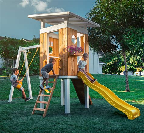 Buy Avenlur Modern Outdoor Backyard Swing Set Children's Rock Climbing ...