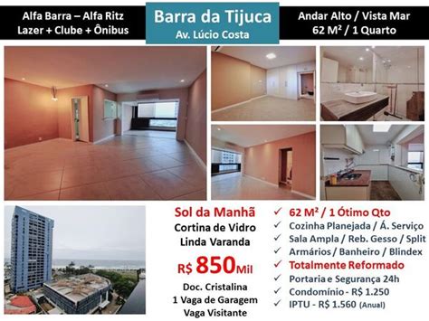 Apto Barra da Tijuca Praia Alfa Barra Alfa Ritz 62M²