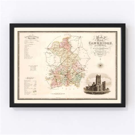 Vintage Map of Cambridge England, 1834 by Ted's Vintage Art