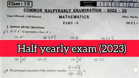 Th Maths Half Yearly Exam Model Question Paper Youtube