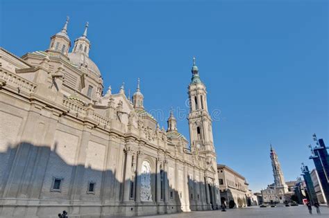 Our Lady Of The Pillar Basilica At Zaragoza Spain Stock Image Image