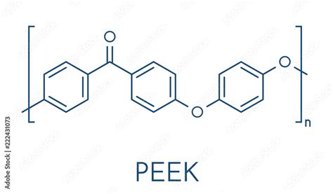 Polyether Ether Ketone Peek Polymer Chemical Structure Skeletal Formula Stock Vector