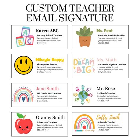 Teacher email signature personalized email signature for teacher custom