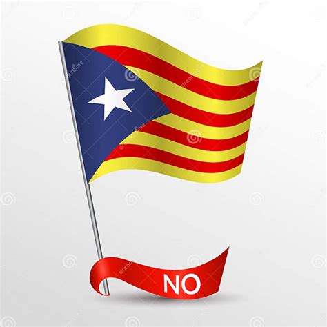 Flag Of Catalonia With A Red Ribbon Referendum On The Independence Of Catalonia Background