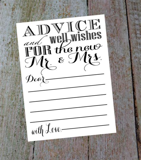 Advice And Well Wishes For The New Mr Mrs Comes With A 4 Etsy