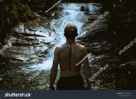 Man Naked Torso Looks Waterfall Stock Photo Edit Now Shutterstock