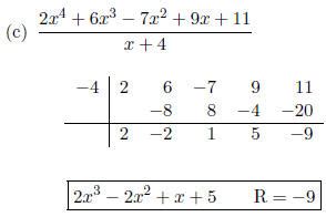 SYNTHETIC DIVISION,THE REMAINDER THEOREM AND THE FACTOR THEOREM