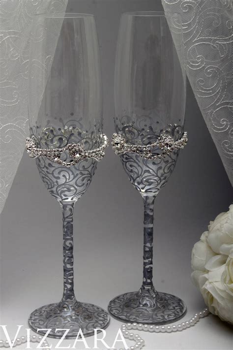 Champagne Glasses Wedding Glasses Christmas Weddings Wedding | Etsy