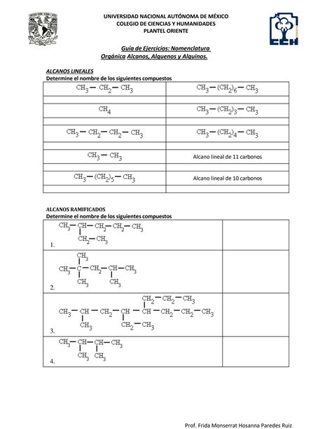 SOLUTION Guia De Ejercicios Nomenclatura Organica Alcanos Alquenos