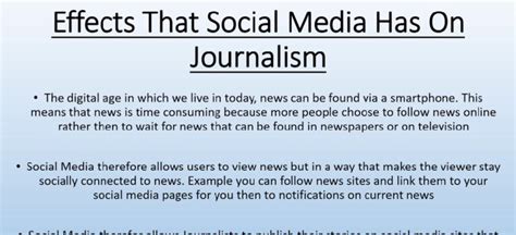 The Effects Of Social Media On Journalism J Ethinomics