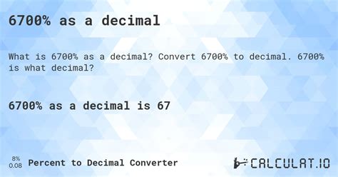 6700% as a decimal - Calculatio