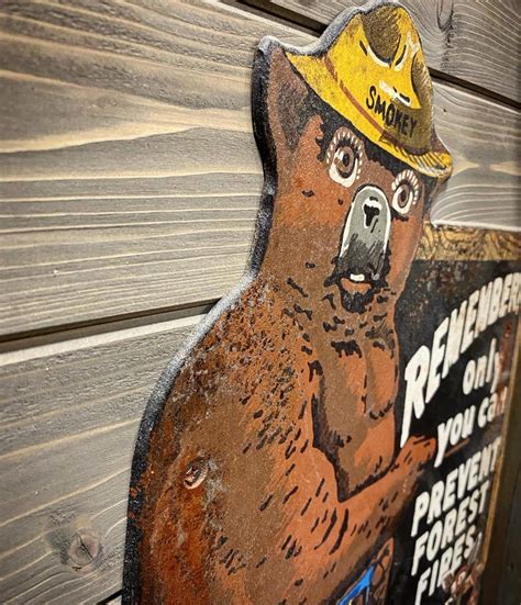 Smokey The Bear Vintage Faux Metal Sign Etsy