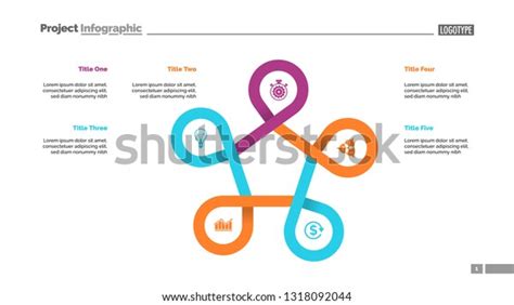 Five Points Process Chart Slide Template Stock Vector Royalty Free