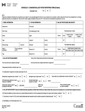 Fillable Online Cosbc Schedule Canadian Ballast Water Reporting