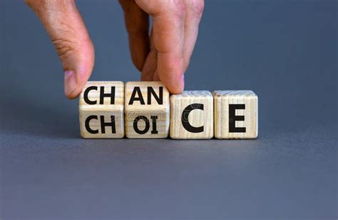 Choice And Chance Symbol Businessman Turns Wooden Cubes And Changes