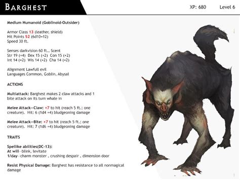 Dnd Next Monster Cards Barghest By Dizman On Deviantart