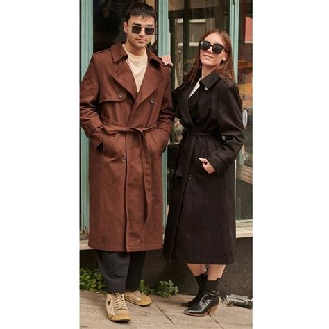 Brown Trench Coat With Belt Unisex Vintage Style Designer S Long