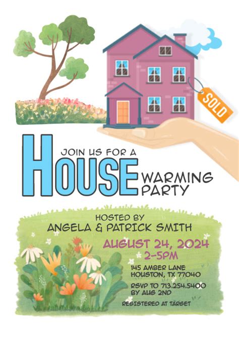 Purple House Warming Party Invitation A4 Template Postermywall