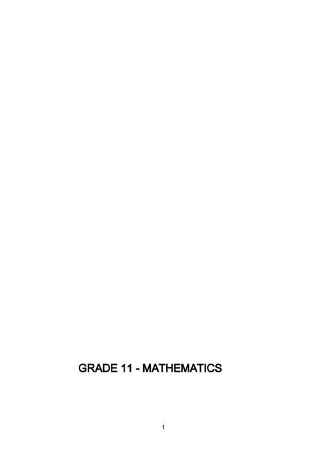 Grade 11 Mathematics Notes Grade 11 Mathematics Measures Of Central