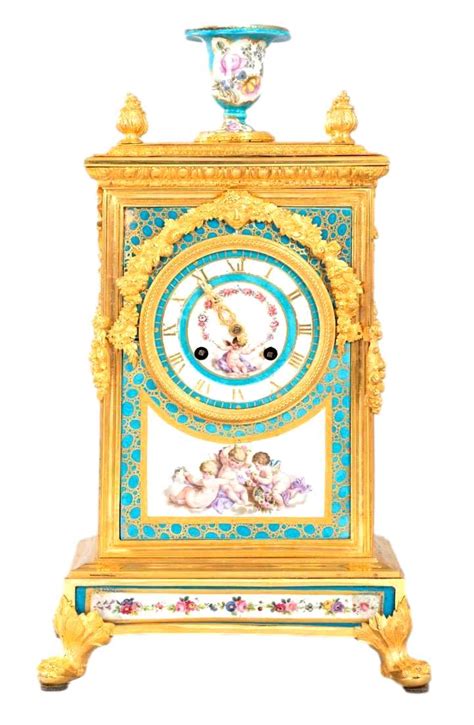 Pendule Borne Louis Xvi En Bronze Dor Au Mercure Et Porcelaine De