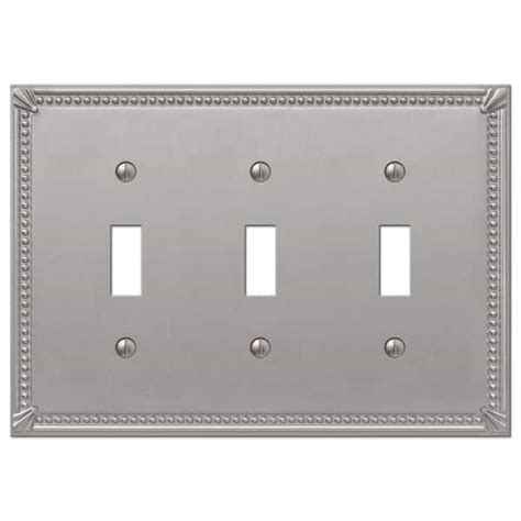 Amerelle Imperial Bead Gang Toggle Metal Wall Plate Brushed Nickel