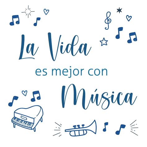 Frase Motivacional De La Música En Español La Vida Es Mejor Con Música Vector Premium