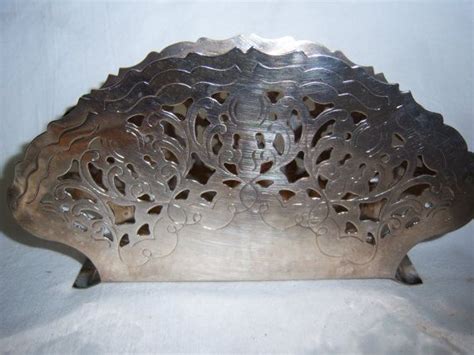 SILVERPLATE Pierced Napkin Holder Made In Italy Stamped WA ITALY