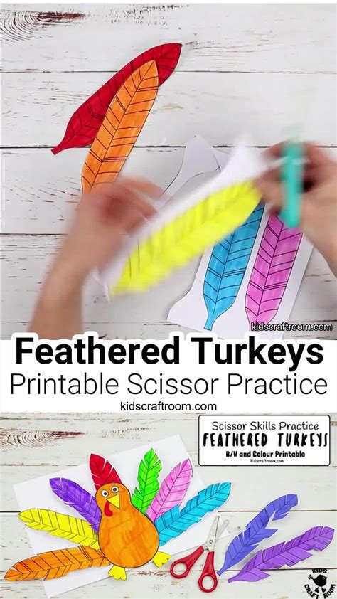 Paper feathered turkey craft and scissor practice – Artofit