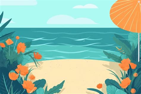 Premium AI Image Summer Background Illustration A Beautiful Beach