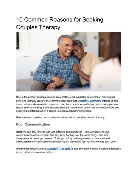 Ppt 10 Common Reasons For Seeking Couples Therapy Powerpoint