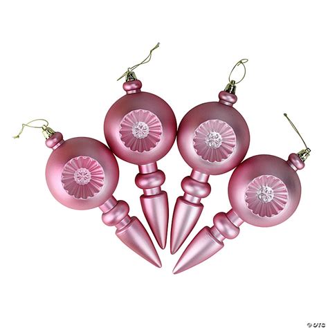 DAK 4ct Bubblegum Pink Shatterproof Matte Retro Reflector Christmas