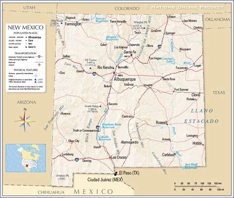 Map Of The State Of New Mexico Usa Nations Online Project