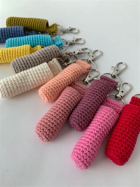 Chapstick Holder Keychain Crochet Chapstick Holder Lip Balm Etsy