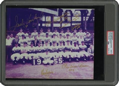 1955 Brooklyn Dodgers World Series Champs Team Signed Photo PSA...