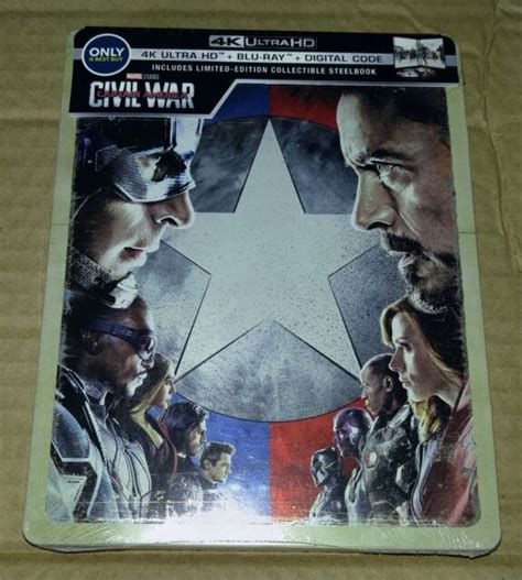 New Captain America Civil War 4K UHD Blu Ray Digital Steelbook