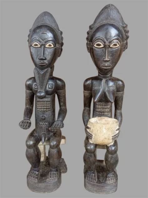 COUPLE STATUETTE BAOULÉ de la côte d ivoire Art Tribal Art Premier