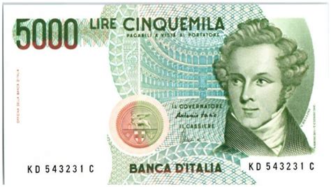 Billet Italie 5000 Lire V Bellini Scène de Norma 1985