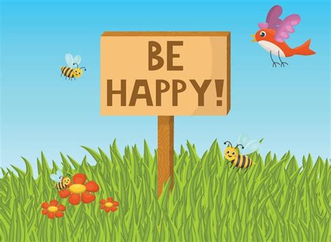 Premium Vector Motivational Poster With The Slogan Be Happy On A