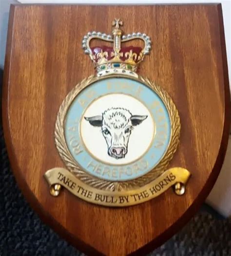 Old Raf Royal Air Force Station Hereford Squadron Crest Shield Plaque