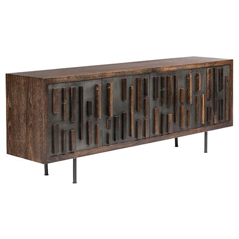 30 Collection Of Black Oak Wood And Wrought Iron Sideboards