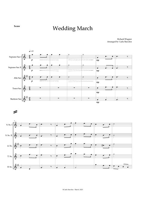 Wedding March Wagner Saxophone Quintet Sheet Music Richard Wagner