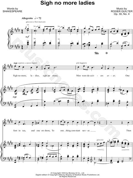 Roger Quilter Sigh No More Ladies Sheet Music In E Major Download