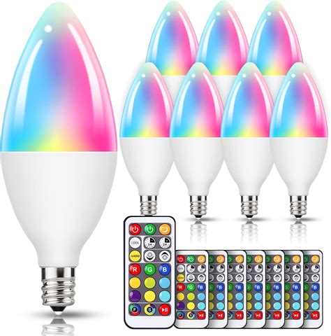 Amazon JandCase Candelabra C37 E12 Base RGB Bulb 6W Christmas Led