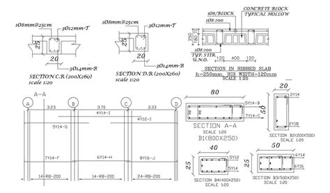 Free Download Column And Beam Section Drawing Dwg File Cadbull