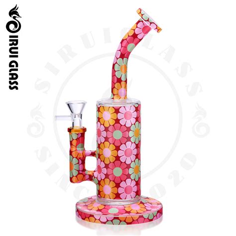 Sirui Dense Flower Glass Water Pipe Girly Style Canna Style Dab Rig China Quartz Banger And