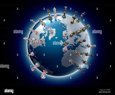 Symbol Of Geopolitics The World Globe With Chess Pieces Stock Photo Alamy